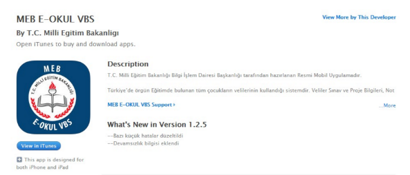 e-OKUL VELİ BİLGİLENDİRME SİSTEMİ e-OKUL VBS iOS İNDİR