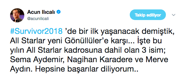 survivor 2018 kimler var acun ılıcalı