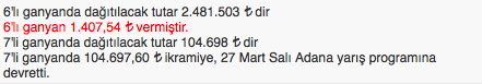 25 Mart 2018 Adana at yarışı sonuçları