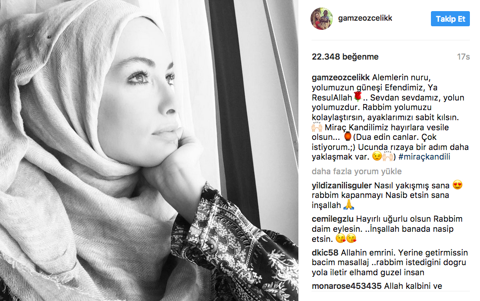 gamze ozcelik kendini dine verdi instagramina bakin internet haber