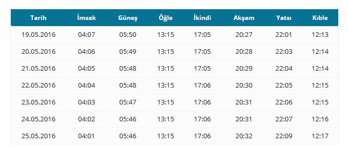 istanbul namaz vakitleri 20 mayis 2016 cuma internet haber