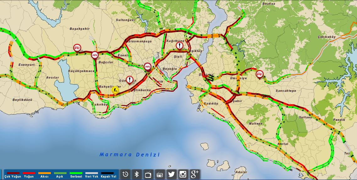 İstanbul trafik, İstanbul trafik son durum, İstanbul trafik kilit yollar, İstanbul trafik kapalı yollar