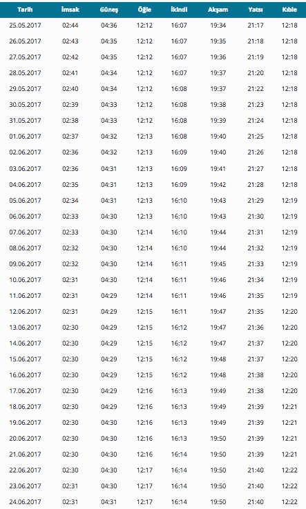 2017 imsakiye kars iftar saatleri sahur ezan vakti internet haber