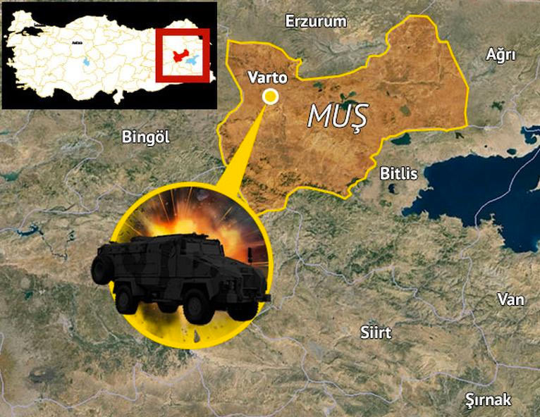 Muş Varto'da askeri araca bombalı saldırı