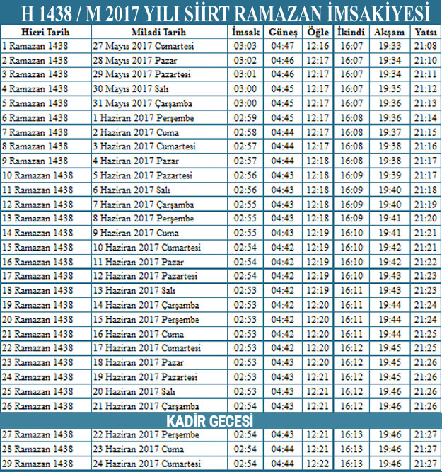 siirt iftar saati imsak vakti ve ezan saatleri internet haber
