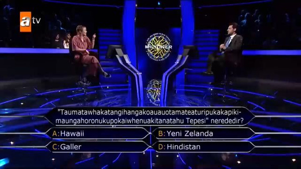 Taumata tepesi nerededir Kim Milyoner Olmak İster'de şaşkına çeviren soru - Sayfa 1