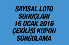 16 Ocak 2016 Sayısal Loto sonuçları sorgulama Milli Piyango