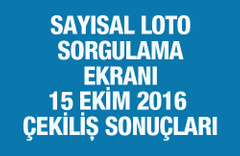 Sayısal Loto sorgulama ekranı 15 Ekim 2016 Sayısal Loto sonuçları