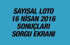 Sayısal Loto sonuçları 16.04.2016 Milli Piyango sorgu ekranı
