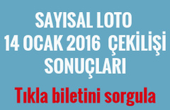 Sayısal Loto sonucu sorgulama 14 Ocak 2017 çıkan sayılar