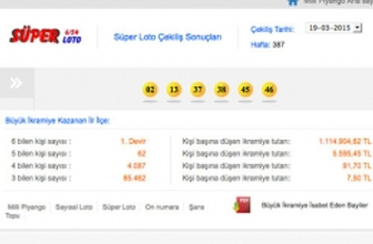 Süper Loto 26 Mart çekilişi ve sonuçları