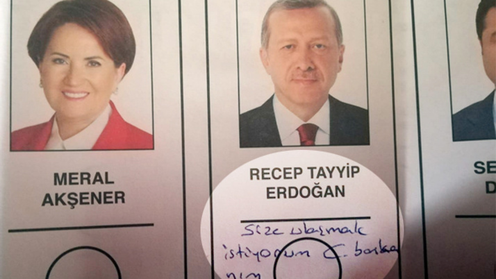 Oy pusulasında Erdoğan'a not bırakan kadın ortaya çıktı