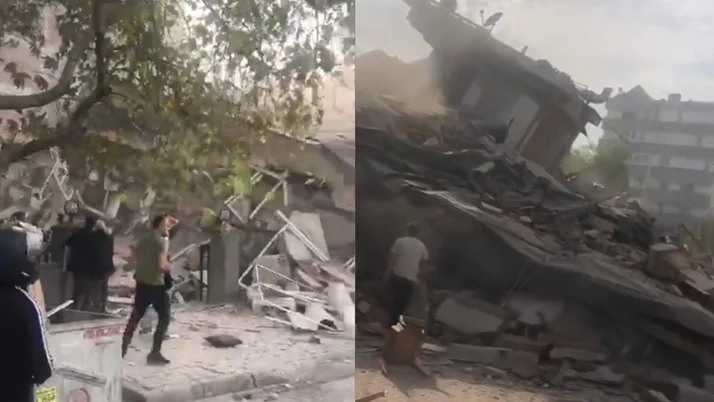 İzmir'de depremde bina çöktü! Enkaz başında yürek yakan feryatlar