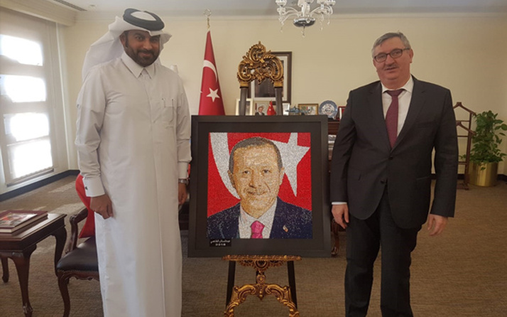 Katarlı sanatçıdan Erdoğan'a Kubbetu's Sahra tablosu