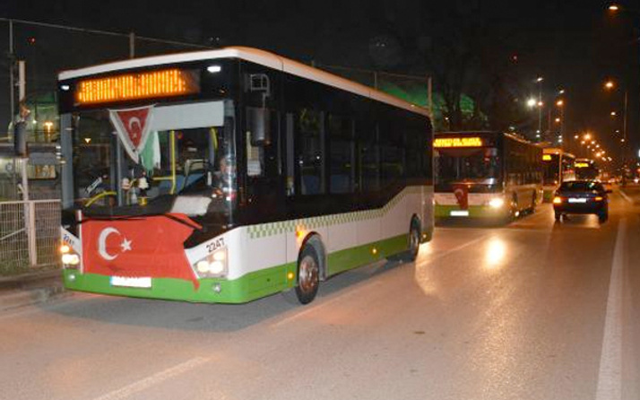 Bursa Halk Otobüsü şoförlerinden Mehmetçiğe destek konvoyu