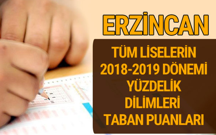 Erzincan Lise taban puanları 2018 -2019 nitelikli okullar LGS yüzdelik dilimleri