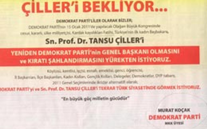 Sözcü'de müthiş Çiller ilanı!