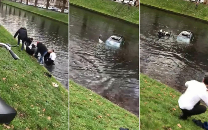 Almanya’da bir Türk araçlarıyla kanala düşen çifti kurtardı