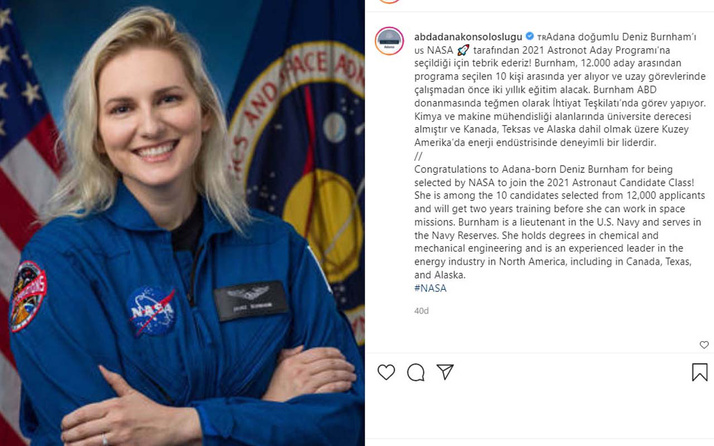 ABD Konsolosluğu'ndan Adanalı astronot adayı Deniz'e tebrik