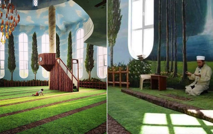 Kırşehir'deki Hamidiye Camii'nin içi 'cennet' izlenimi veriyor Bakara suresinden esinlendi