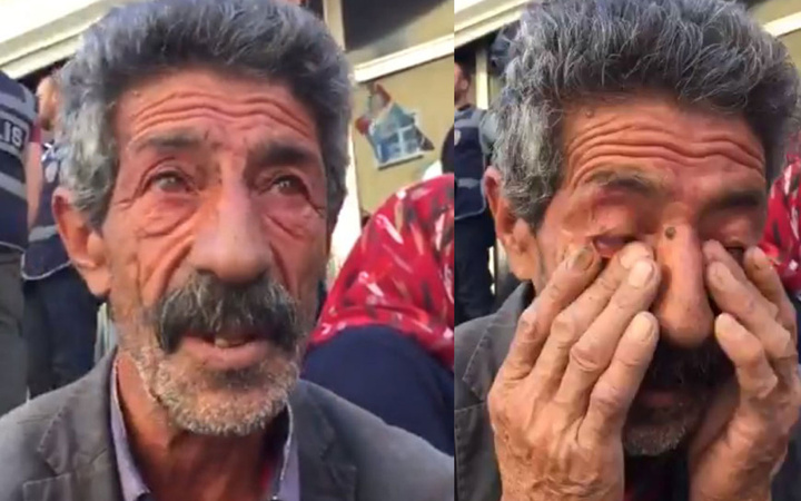 HDP önünde oğlu için eylem yapan acılı baba gözyaşlarına boğuldu