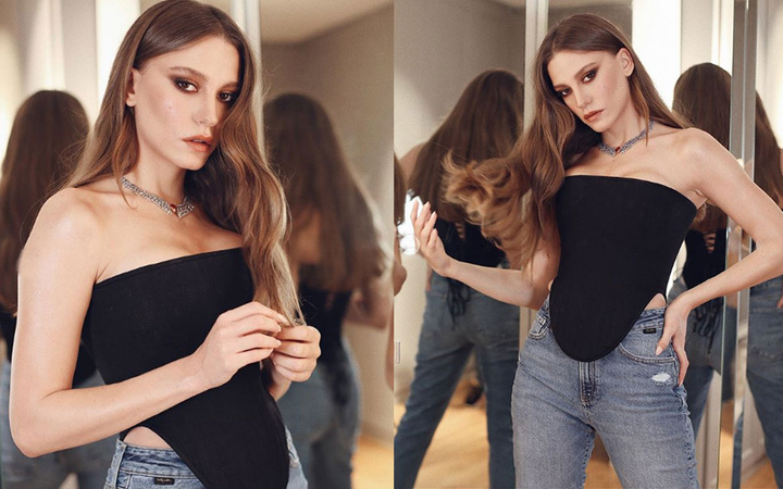 Cem Yılmaz cevabıyla konuşulan Serenay Sarıkaya bacak dekoltesiyle salladı