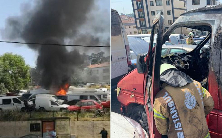 Kartal Yediemin Otoparkı'nda korkutan anlar çok sayıda araç yandı