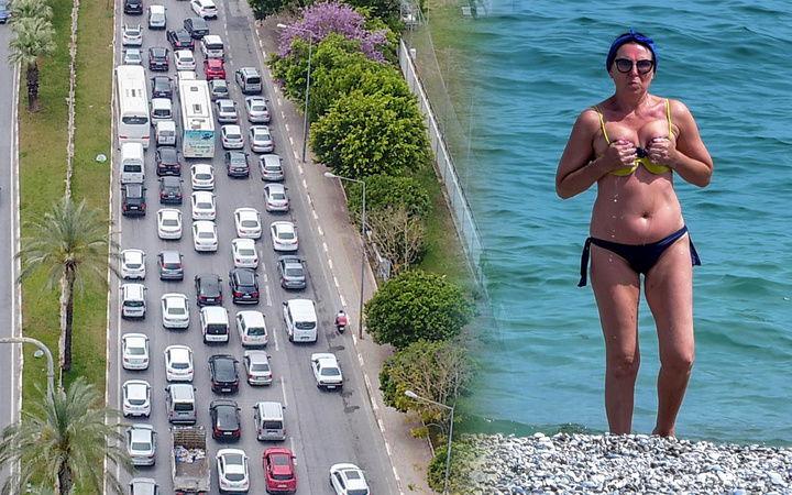 Antalya'da kilometrelerce araç kuyruğu oluştu! Plajlar turistlere kaldı