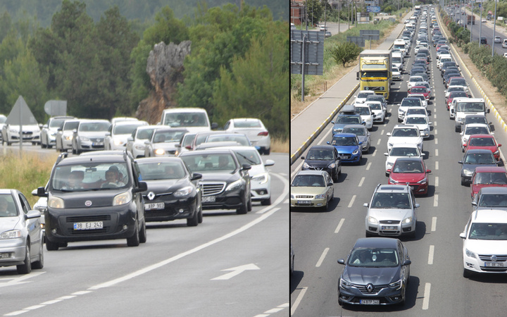 Bayram dönüşü çilesi başladı! Kilometrelerce kuyruk oluştu Antalya Muğla Çanakkale Samsun'da trafik kilitlendi