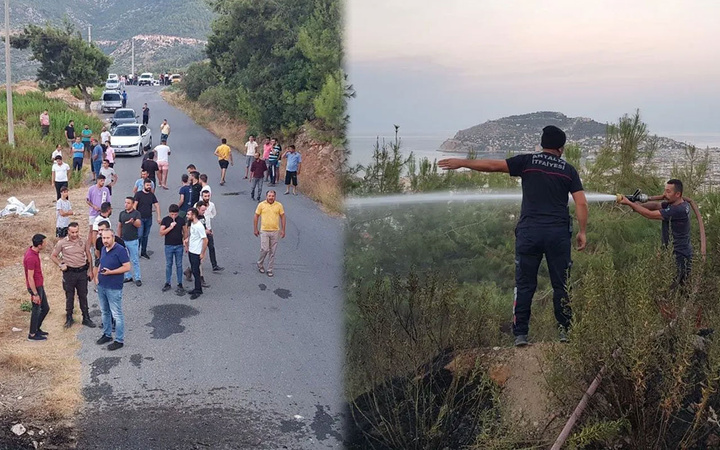Alanya'da hainler iş başında: Yangın çıkarıp otomobille kaçtılar