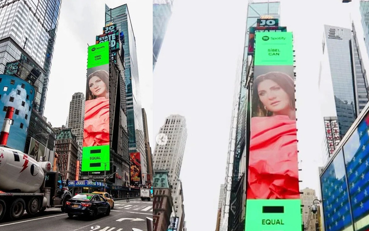 Sibel Can New York Times Square'de! Spotify'a teşekkür etti