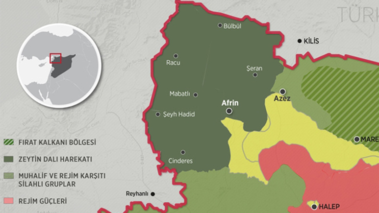 Afrin son durum haritası - 15 günde haritalar öyle bir değişti ki...