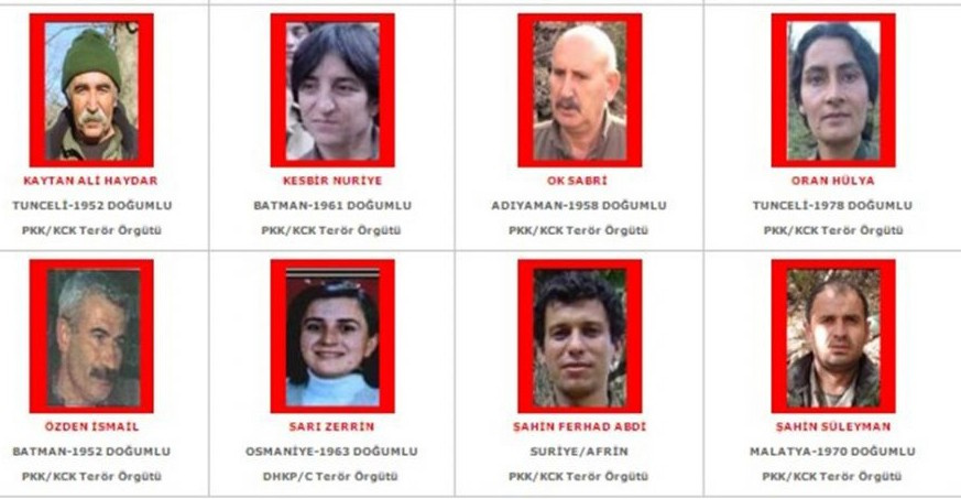 Aranan teröristlerin listesi yayınlandı