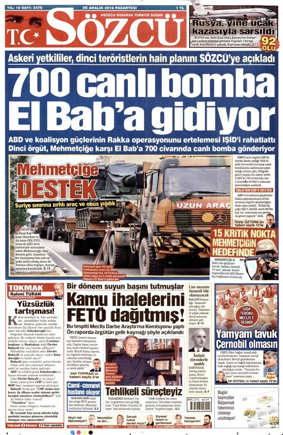 Gazete manşetleri Sözcü - Cumhuriyet - Hürriyet ne yazdı?