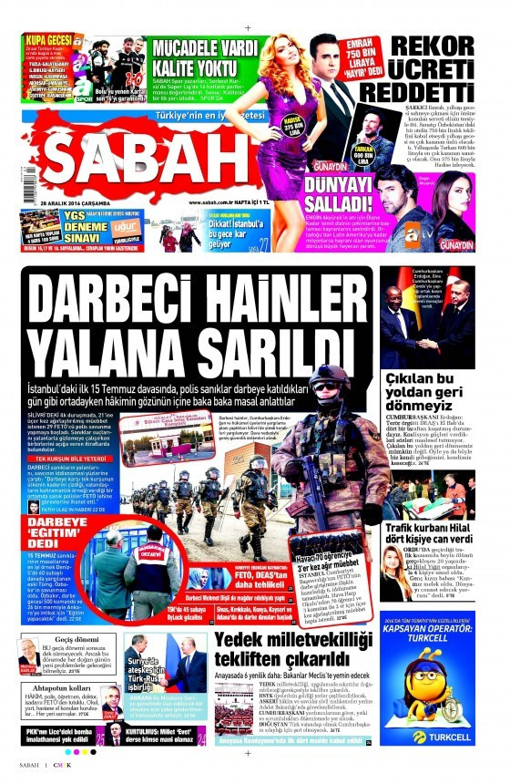 Gazete manşetleri Sözcü - Hürriyet - Sabah ne yazdı?