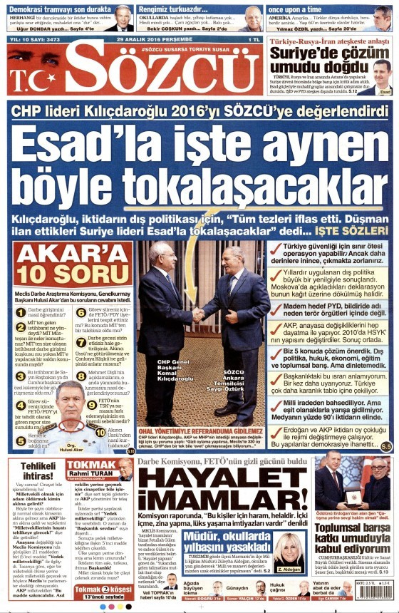 Gazete manşetleri Sözcü - Hürriyet - Cumhuriyet ne yazdı?