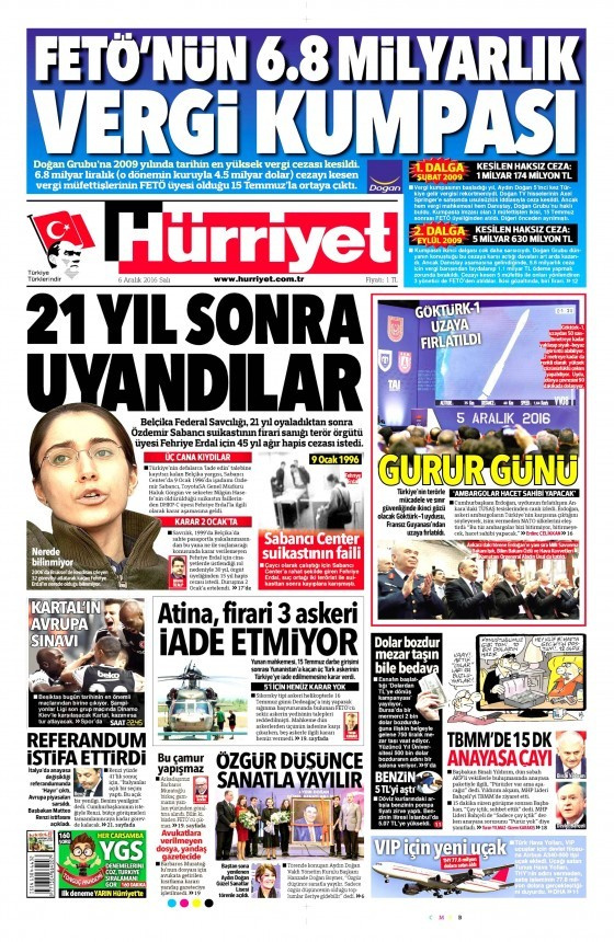 Gazete manşetleri Hürriyet - Sözcü - Habertürk ne yazdı?