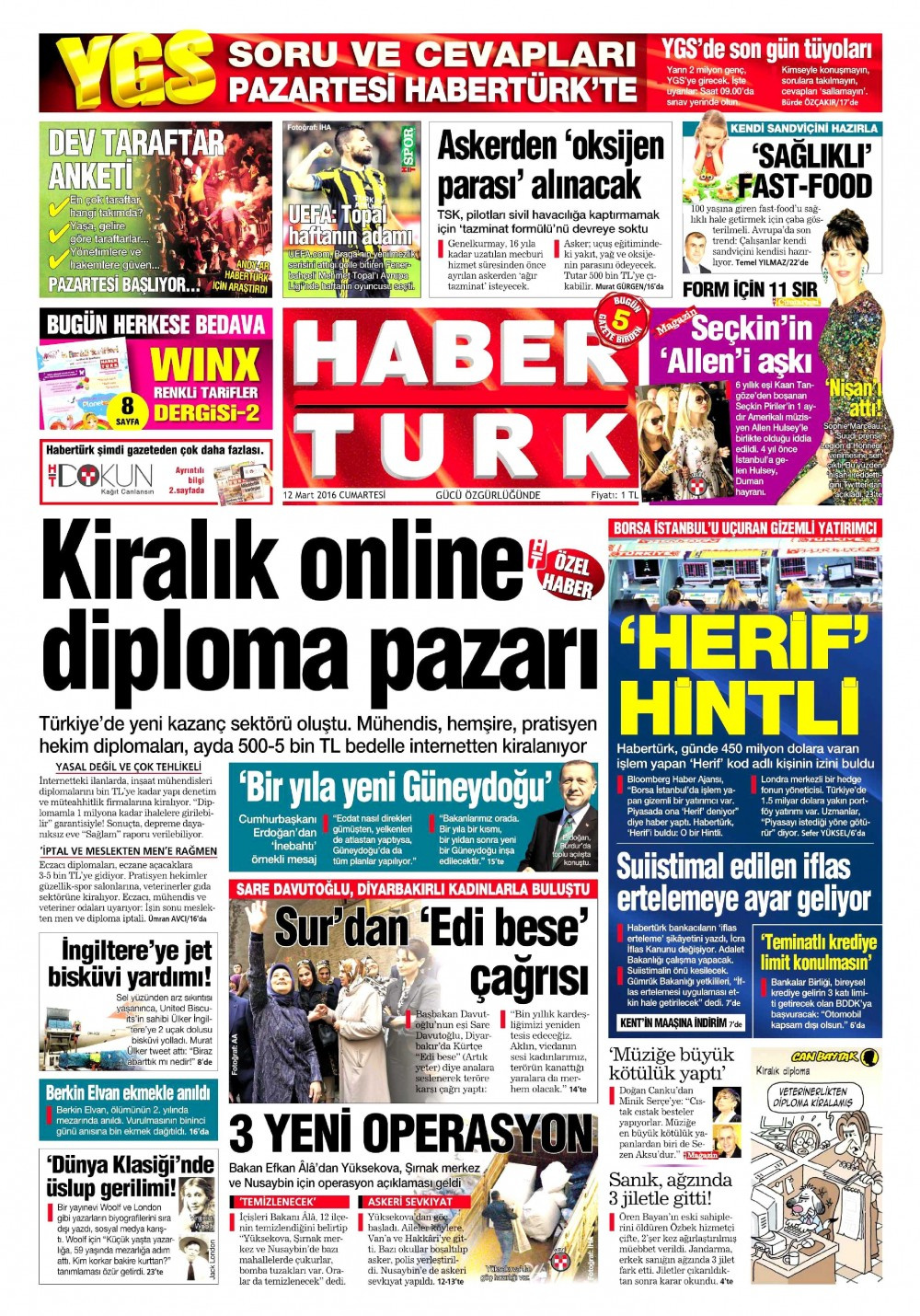 Gazete manşetleri Hürriyet - Sabah ve Habertürk ne yazdı?