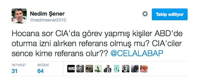 Nedim Şener'in CIA göndermesi Gülen'e kefil olanların listesi
