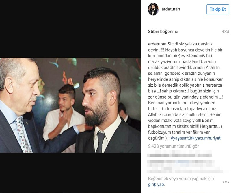 Arda Turan kapak attı : Şimdi siz yalaka dersiniz..