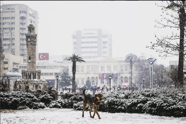 İzmir'de kar yağdı okullar tatil oldu!
