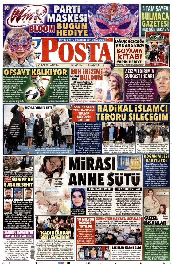 Gazete manşetleri 21 Ocak 2017 Sözcü - Hürriyet - Cumhuriyet ne yazdı?