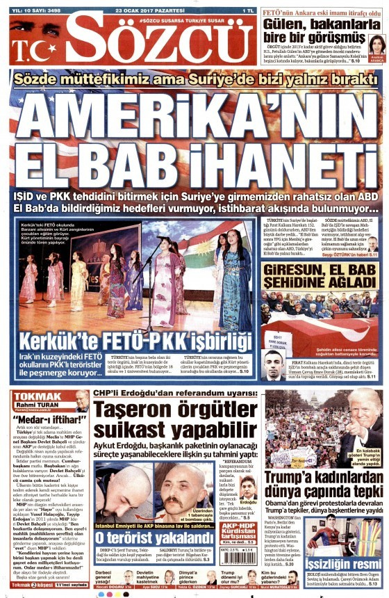 Gazete manşetleri 23 Ocak 2017 Hürriyet - Sözcü - Milliyet ne yazdı?