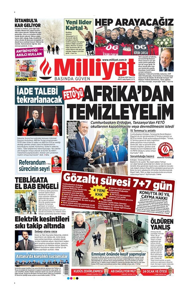 Gazete manşetleri 24 Ocak 2017 Sözcü - Hürriyet - Milliyet ne yazdı?