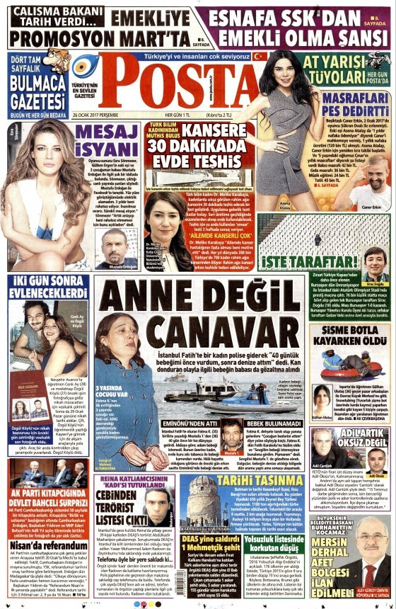 Gazete manşetleri 26 Ocak 2017 Sözcü - Hürriyet - Habertürk 