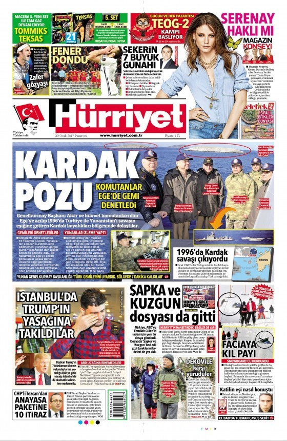 Gazete manşetleri Sözcü - Hürriyet - Habertürk 30 Ocak 2017 neler var?