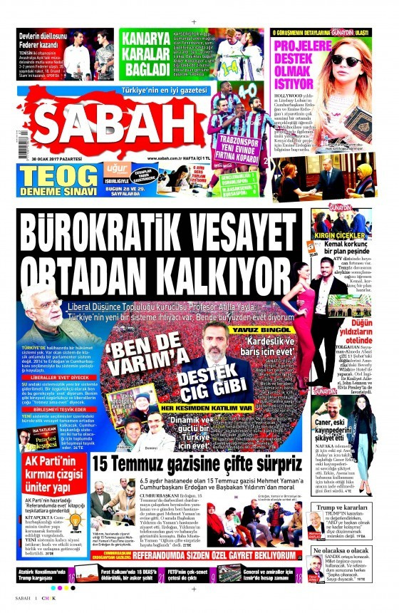 Gazete manşetleri Sözcü - Hürriyet - Habertürk 30 Ocak 2017 neler var?