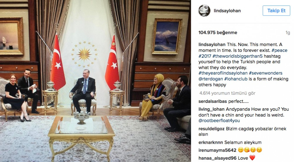 Lindsay Lohan instagramda Erdoğan paylaşımıyla kapak attı