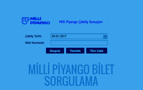29 Ocak Milli Piyango listesi bilet sorgulama