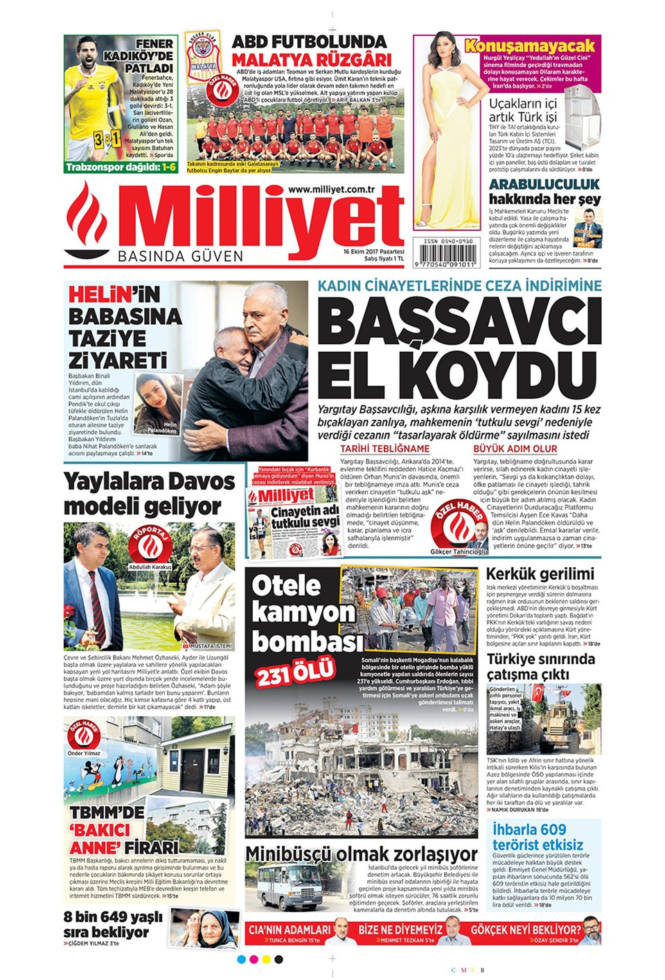 Gazete manşetleri Fanatik - Sözcü - Hürriyet 16 Ekim 2017
